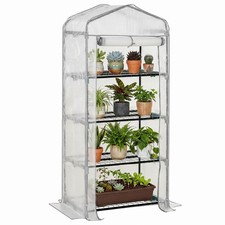 Outsunny Portable 4-Tier Mini Greenhouse Plant Grow House Shed w/ Cover