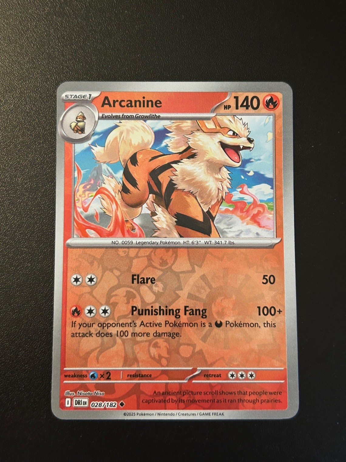 Arcanine 028/182 Reverse Holo Uncommon SV10: Destined Rivals NM