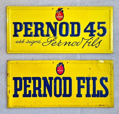 Lithographed sheet metal X2 Pernod 45 & Pernord Fils - 37x16.5cm