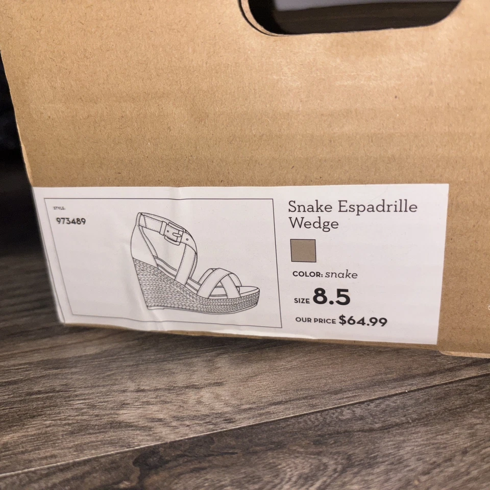 Sandalia de cuña alpargata de cuero Banana Republic para mujer 81/2 hebilla con estampado de serpiente Foto 2 de 4