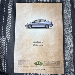TOYOTA Prius 1-Page MAGAZINE PRINT AD 2000 GASOLECTRIC? ELECTROLINE?