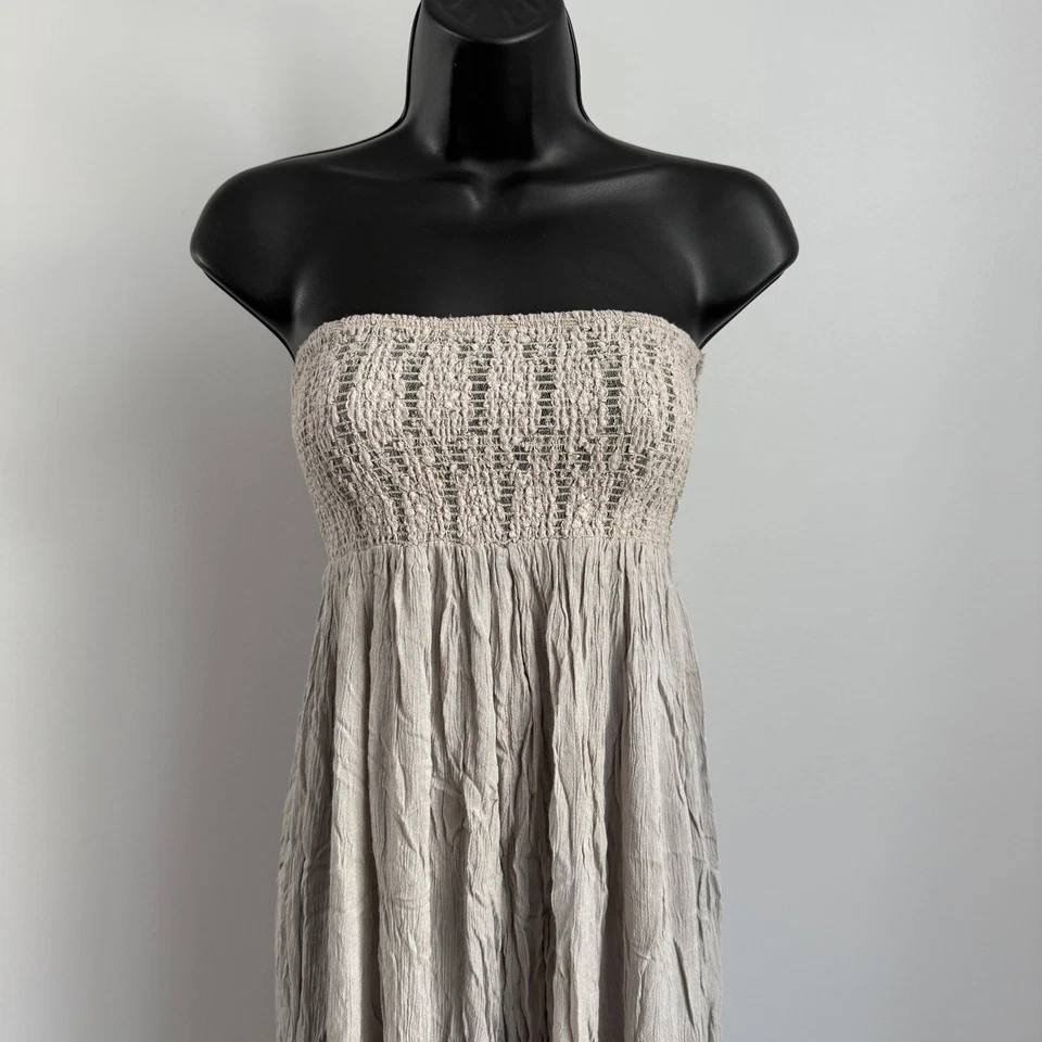 Mono Free People XS sin tirantes beige cintura ajustada bohemio salón mameluco Foto 2 de 4