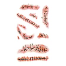 Halloween Chucky Scar Tattoos Temporary for Face,Realistic,25 Small, Red