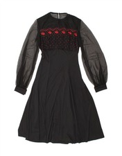 RONALD JOYCE Womens After Six A-Line Dress UK 4 XS Black Floral CJ32