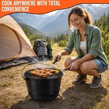 Charcoal Bbq Grill Barbecue Cooking Grill Outdoor Garden Camping Round Smokeless