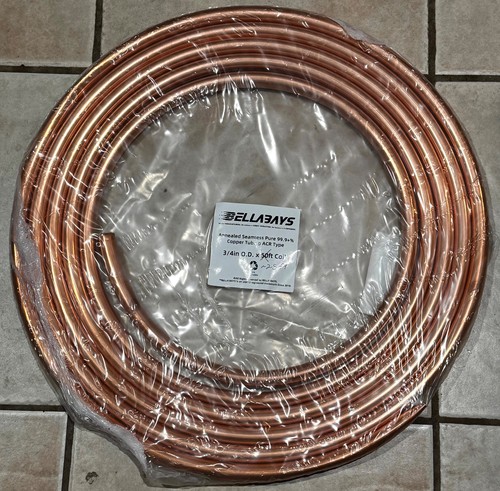 3/4" Copper Line Refrigeration Tubing 0.8mm* Meets USA HVAC Code Regulation 25ft
