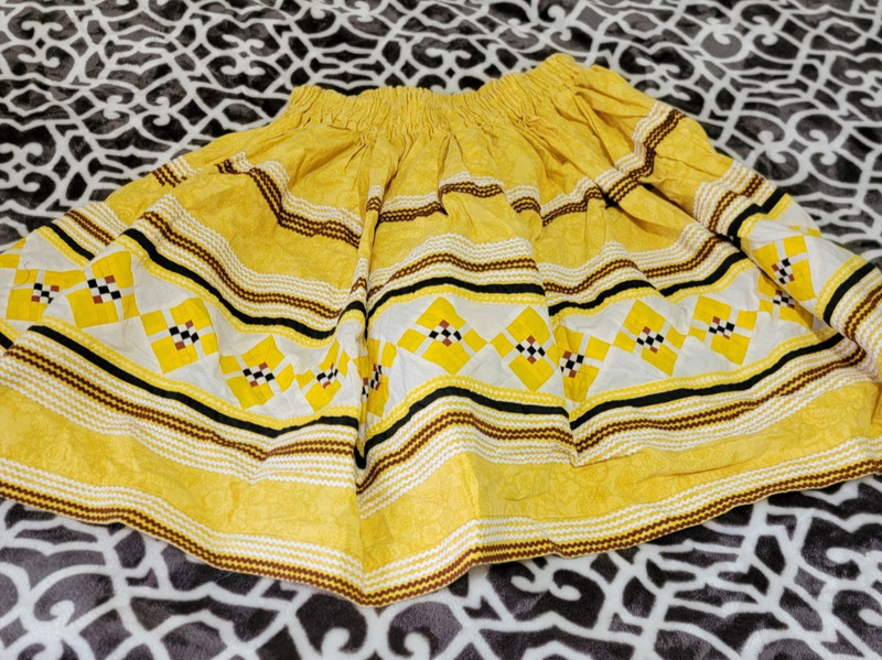 Vintage Seminole Native American Handmade PatchWork Skirt yellow patch work NR