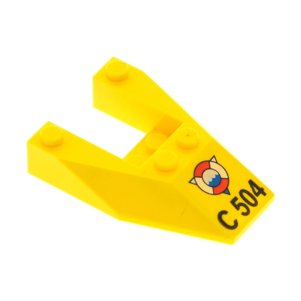1x Lego Wedge Brick 6x4x1 Yellow Cutout Printed Slope 6437 6153apb04