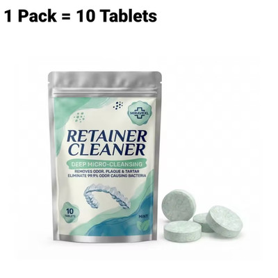 MIRAVEXL Denture Retainer Cleaner Tablets Orthodontic Braces Aligner Mouth Night