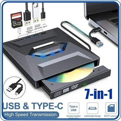 New Slim External CD DVD Drive USB 3.0 Writer Burner Player Black For Laptop PC