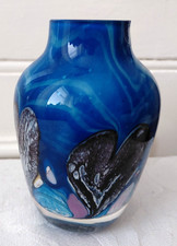 Caithness "Cadenza  Hearts" Art Glass Vase 14cm Tall Colourful Abstract Design