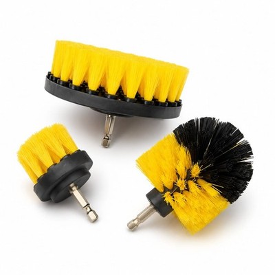 3Pcs Drill Brush Attachment Set Hard Bristle Car Wash Wheel Tire Cleaning Scrubb