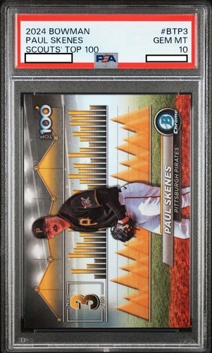 PAUL SKENES 2024 Bowman Chrome Scouts Top 100 PSA 10(GEM MT)! RC #BTP3 Pirates