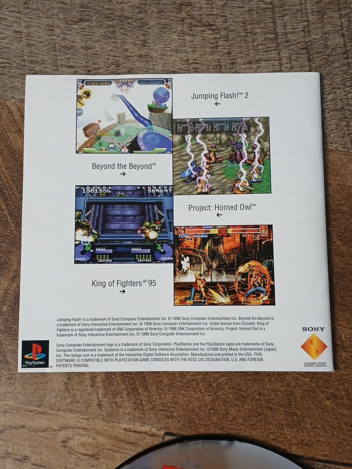 Epidemic Sony PlayStation PS1 NTSC-U/C - Complet (Bon état, Manuel Inclus)