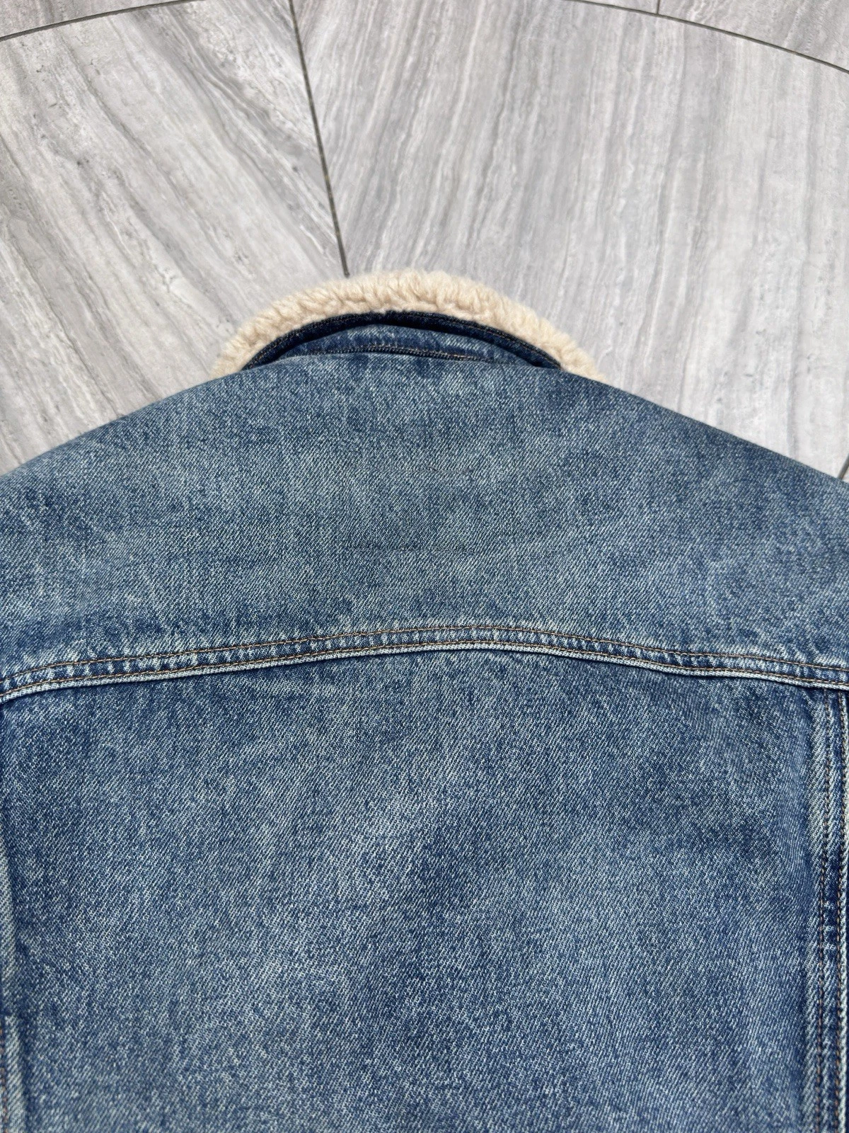 Polo Ralph Lauren Sherpa Fleece Lined Denim Trucker Jean Jacket Men’s Size L - product detail image 20