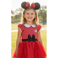Costume vestito bambina 3t Disney Minnie Mouse rosso a pois nuovo con etichetta