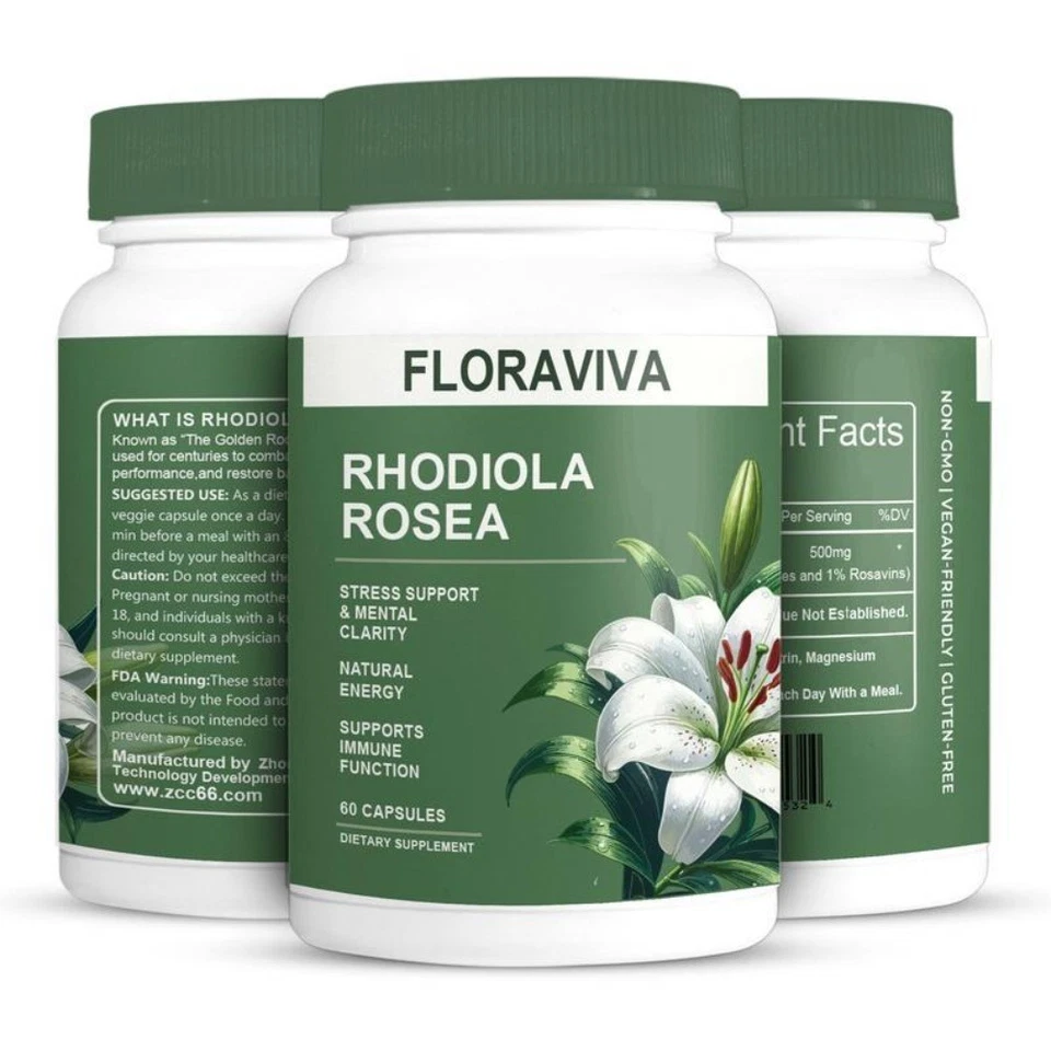 Floraviva Rhodiola Rosea Cápsulas Suplemento Cuidado de la Salud Foto 3 de 4