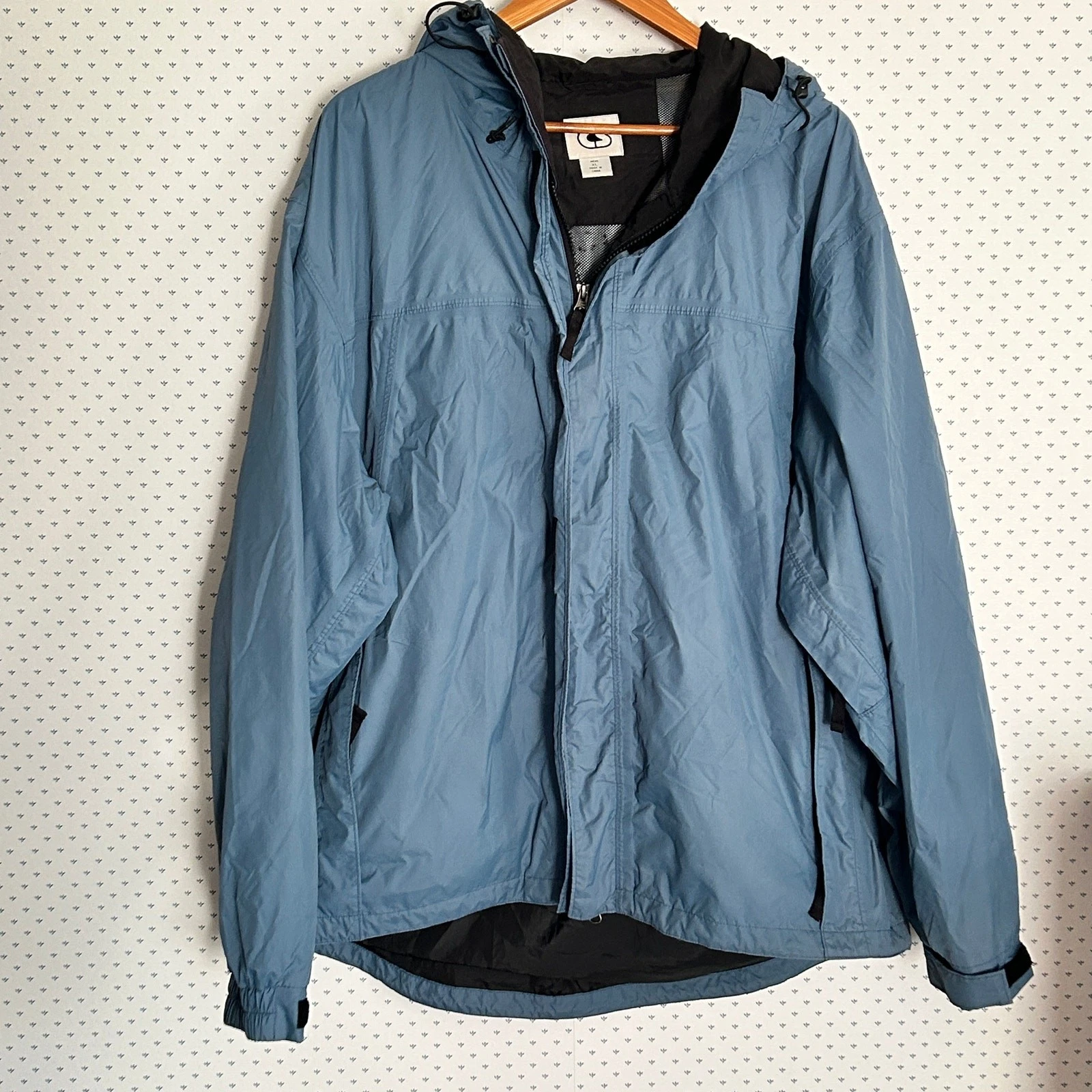 CS Sports Packable Anorak XL Blue Black Vintage 90s Travel Lightweight Rain