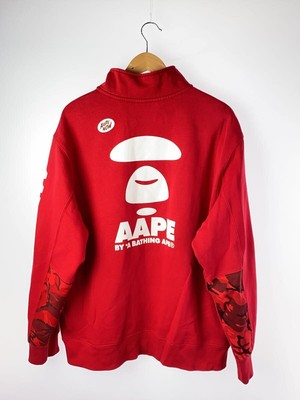 AAPE BY A BATHING APE QUARTERZIP Sweatshirt red XL Used | eBay