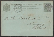 JN Curacao 1890 postal stationary used to Holland