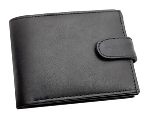 Black RFID Leather Wallet For Men UK Bifold Cardholder ID Card Coin Pocket Purse