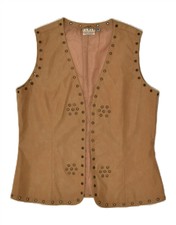 Flash Womens Leather Gilet Eu 36 Small Brown Leather Bm11