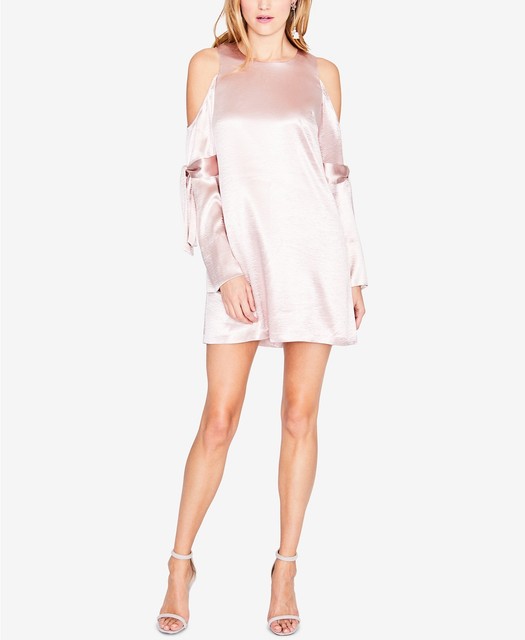 satin shift dress with sleeves