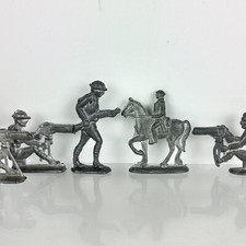 Vintage Lead Toy Soldiers Unmarked Unpainted WWI WWII Mounted Horses lot of 5
