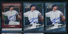 Lot (2) Cy Sneed Panini 2014 #58 #15 Milwaukee Brewers Signed Autograph (EX16)