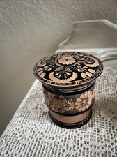 Wood Turned And Carved Trinket Bowl With Lid