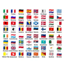 FLAG TAG - Bandierine Adesive - Europa, Isole E Confini