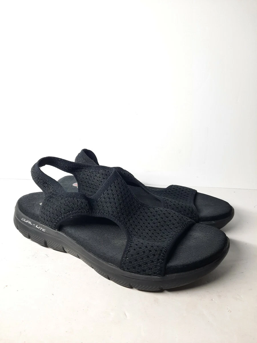 Integrar Artes literarias Megalópolis Skechers Womens 10 Memory Foam Gel Infused Dual Lite Black Sandals Free  Shipping | eBay