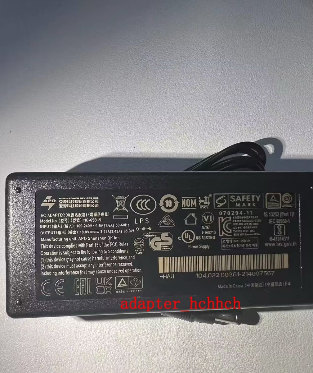 New Original OEM 19V 3.42A Adapter for Acer Nitro XZ306C Xwmiiiphx