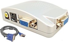 ADATTATORE CONVERTITORE COMPUTER PC NOTEBOOK DA VGA A RCA S-VIDEO TV PROIETTORE