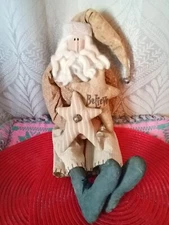 Honey & Me Santa Claus Doll Sitter Primitive Decor Christmas Star Large 23 in