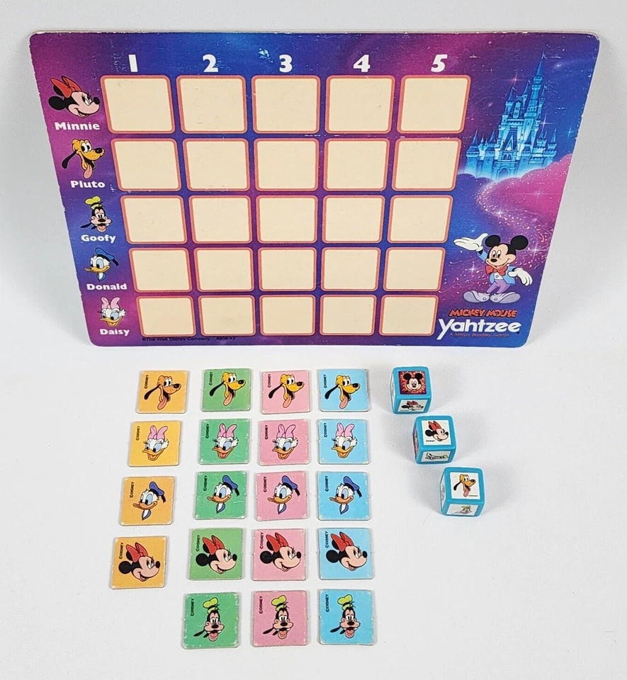 1988 Disney Mickey Mouse Vintage Yahtzee Peças de Reposição NÃO Completas - Imagem 2 de 4