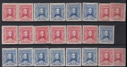 1930 Australia 1 1/2d Red & 3d Blue Charles Sturt Explorer Fine Mint Lot x 23 - 第 1/2 張圖片