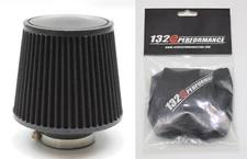 1320 Performance 3 inch Universal air filter & pre filter reusable short Black