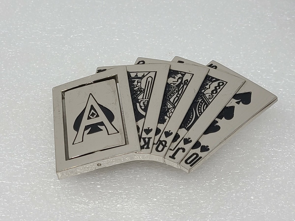 Vintage Playing Card Belt Buckle Vintage Royal Flush Cards Poker Brass Belt Buckle | eBay main image 3