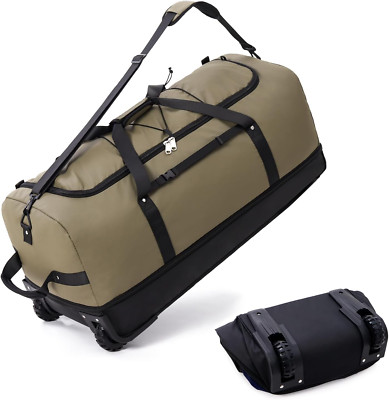 Expandable 110L-140L Rolling Duffle Bag with Wheels & Convertible Pocket