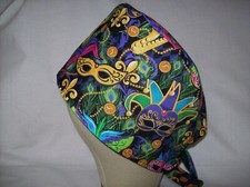 Men/Women Surgical Scrub Cap Lined Crazy for Mardi Gras Very Cool 100 Cotton