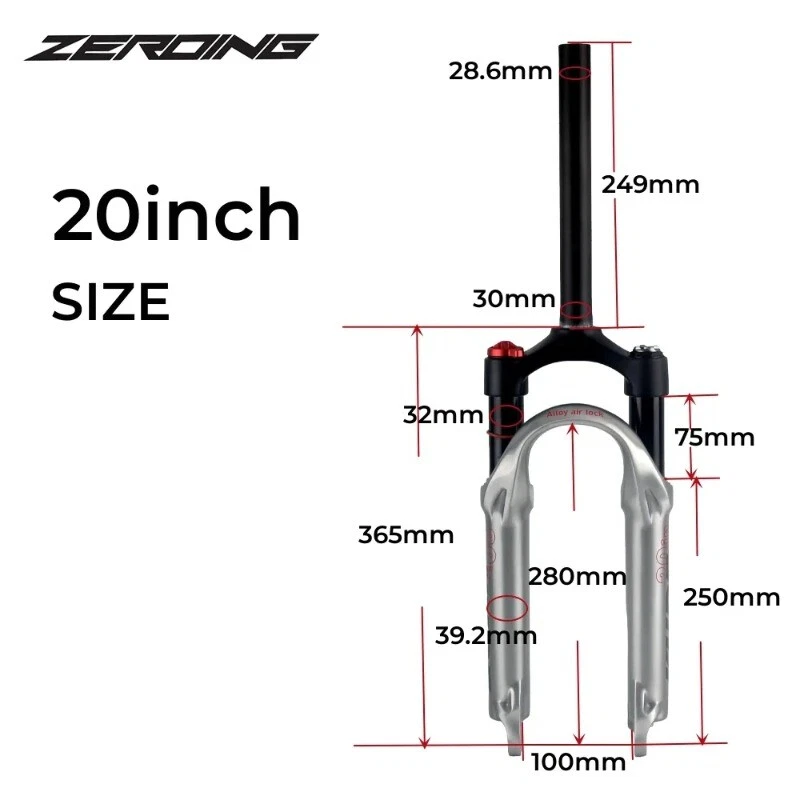 Folding MTB Air Suspension Fork 20er Adjustable with Lock Shock Absorber Fork - Image 2 of 4