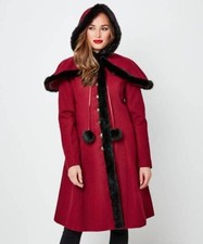Joe Browns Beautiful Belle Burgundy Coat Without Cape Size Uk10
