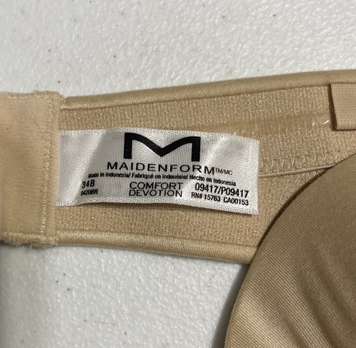Maidenform Comfort Devotion Custom Lift Strapless Bra 9417 Beige 34B NWOT - Picture 3 of 3