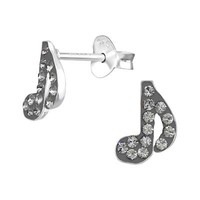 Musiknote Kinder Ohrringe Mit Kristallen 925 Silber MäDchen Ohrstecker Schmuck