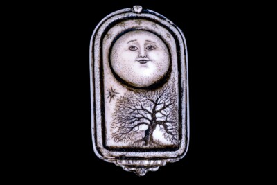Moon Tree Pin/Pendant. Moosup Valley, Rachel Badeau, Etched