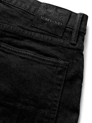 $850 TOM FORD Slim-Fit Selvedge Denim Jeans TFD001 BUJ05 Black 30