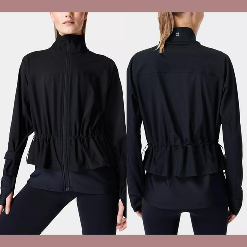 NWT $148 Sweaty Betty [ Small ] Fast Lane Running Jacket in Black #U1003