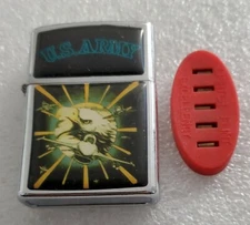 Vintage Cigarette Lighter Anamel U.S.Army with Flints