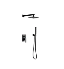 Shower Combo Set Matte Black Hand Shower and Showerhead (Valve Included)